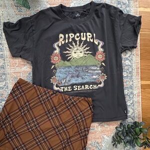 Rip Curl Black Graphic Tee with Multicolor Sun Print